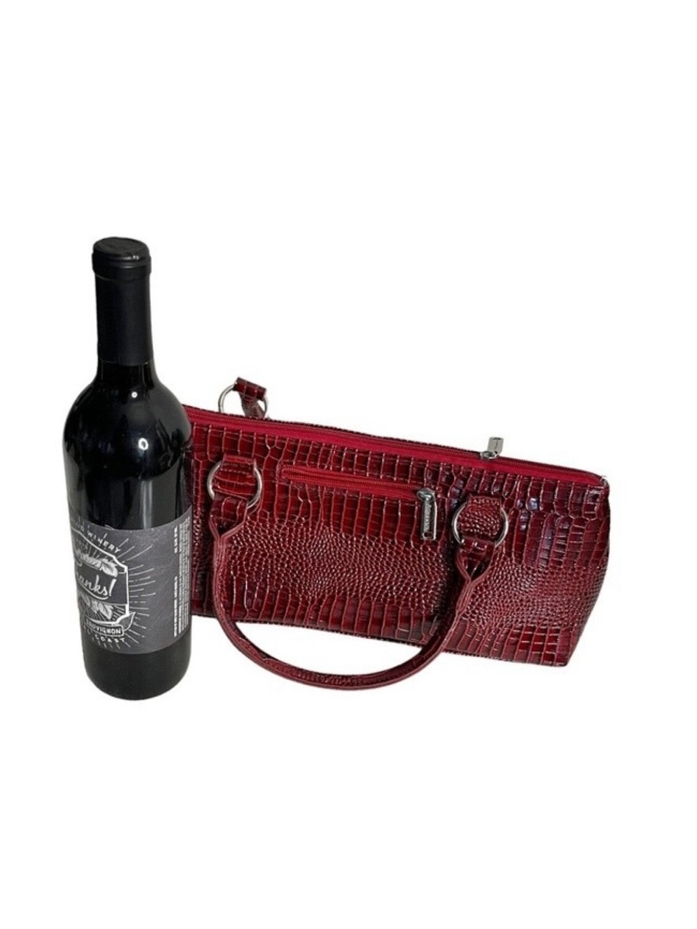 PRIMEWARE Red Wine Clutch Croc Design Insulated Bag Handbag